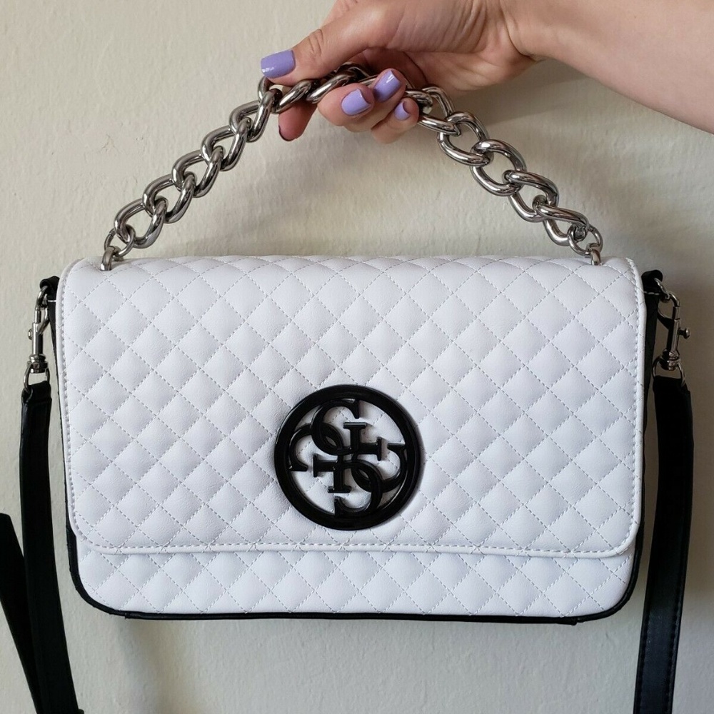 Guess Tamra Black White Crossbody Bag